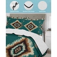 thumbnail image 4 of Green Southwestern King Size Down Alternative Comforter, Lightweight Comforter Quilt Bedding Set with Pillow Shams Boho Ethnic Geometric Retro All Seasons Bed Comforter Duvet Insert 96"x106", 4 of 7