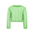 thumbnail image 3 of inlzdz Kids Girls Long Sleeve T-Shirt Hollow Out Crop Top Round Neck Street Hip Hop Dance Tees Skateboarding Clothes Green 150, 3 of 5