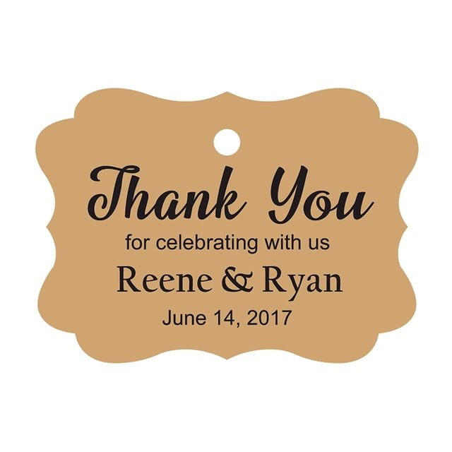 100 PCS Custom Wedding Favor Hang Tags Thank you for celebrating Personalized Paper Tags