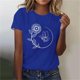 thumbnail image 2 of Tops de Ajuste Suelto para las Mujeres Sudadera Casual Impresa Manga Corta Cuello Redondo Superior, Poliéster, 2 of 6