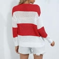thumbnail image 4 of Dolkfu Winter Sweaters for Women 2025 Red Pullover Cotton Long Sleeve Striped Sweater Ladies Tops,S, 4 of 5