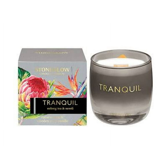 TRANQUIL Oolong Tea and Neroli Stoneglow Infusion Wooden Wick Tumbler Scented Jar Candle