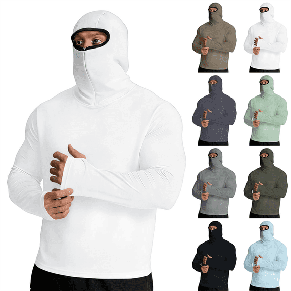 Fishing Shirts for Men Sun Protection Long Sleeve Hoodie Lightweight Rash Guard Quick Dry Hiking Running Pullover Shirts Sizes M-3XL