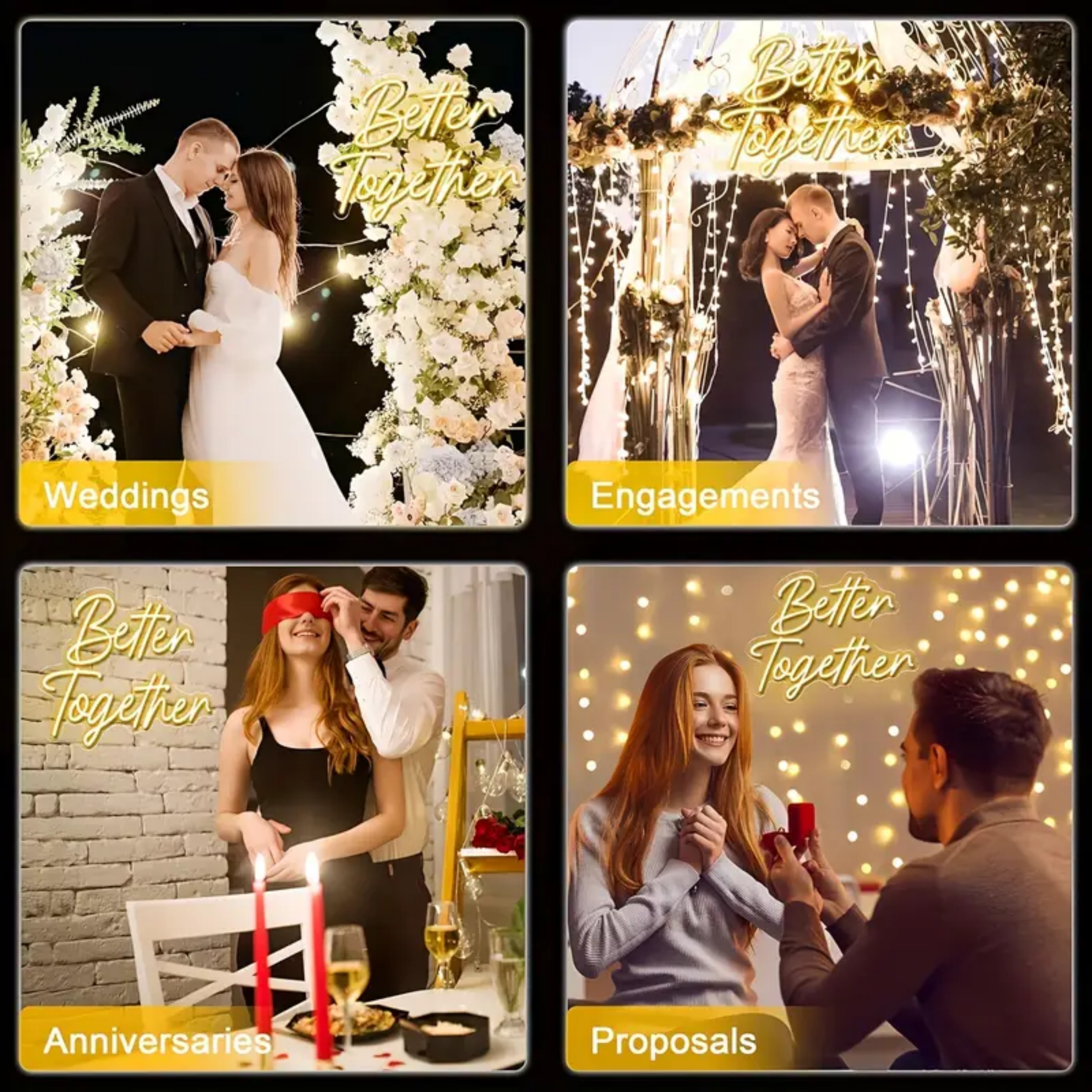 UPONRAY Better Together Neon Signs, 16.2"*12.4" Dimmable & USB-Powered LED Neon Light, Stylish Wall Decor as gifts for Valentine's Day, Engagement Party, Wedding, Anniversary