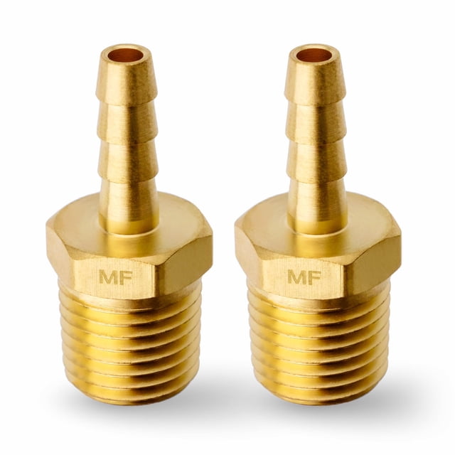 MAACFLOW Latón 1/4"" Macho NPT a 3/16"" Manguera ID Barb Manguera Adaptador Conector (Paquete de 2)