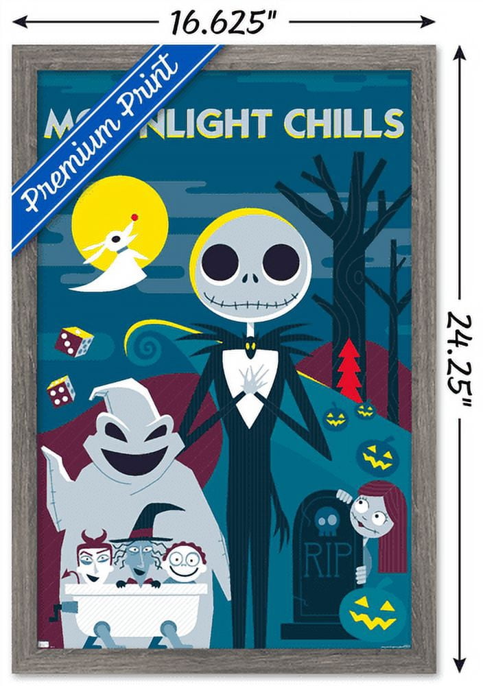 Disney Tim Burton's The Nightmare Before Christmas - Moonlight Chills Wall Poster, 14.725" x 22.375", Framed