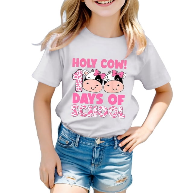 TZEWGL T-Shirts pour Enfants Manches Courtes Imprimés Graphiques Col Rond Vêtements pour Filles Garçons Taille 6-7T