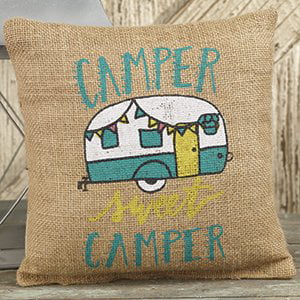 BURLAP PILLOW NEW IN PACKAGE CHRISTMAS CAMPER 
