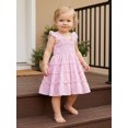 thumbnail image 5 of BemeyourBBs Toddler Baby Girl Plaid Gingham Dress Little Girl Summer Smocked Sundress Ruffled Trim Flying Sleeve A Line Casual Dress, 5 of 9