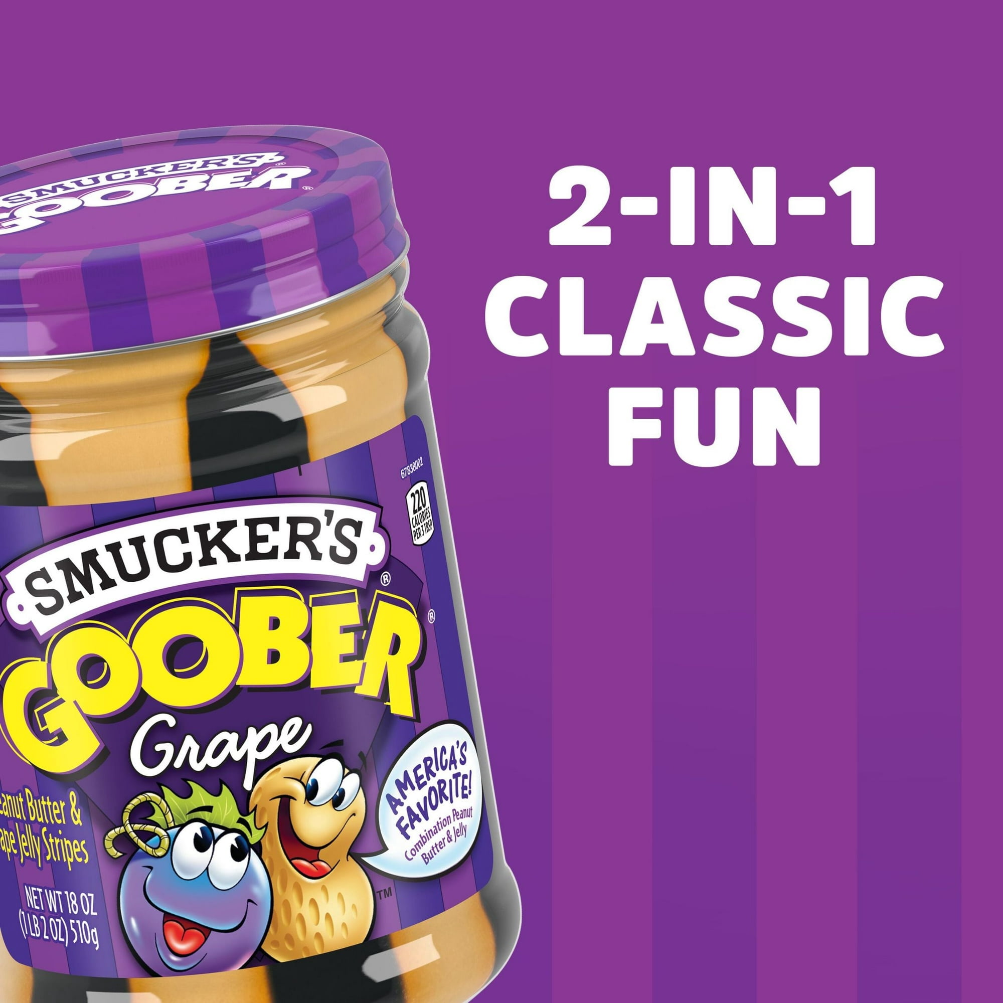 Smucker’s Goober Grape, Peanut Butter & Grape Jelly Stripes, 18 oz
