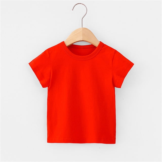 JMYHOAM T-Shirts Confortables à Manches Courtes en Coton pour Bébés Garçons et Filles, Couleur Unie, Col Rond, Été (3-4 Ans)