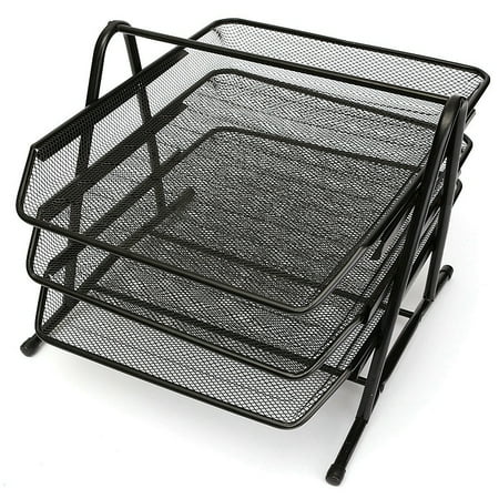 Paper Tray Desk Organizer 3 Tier Metal Mesh Letter Organizers