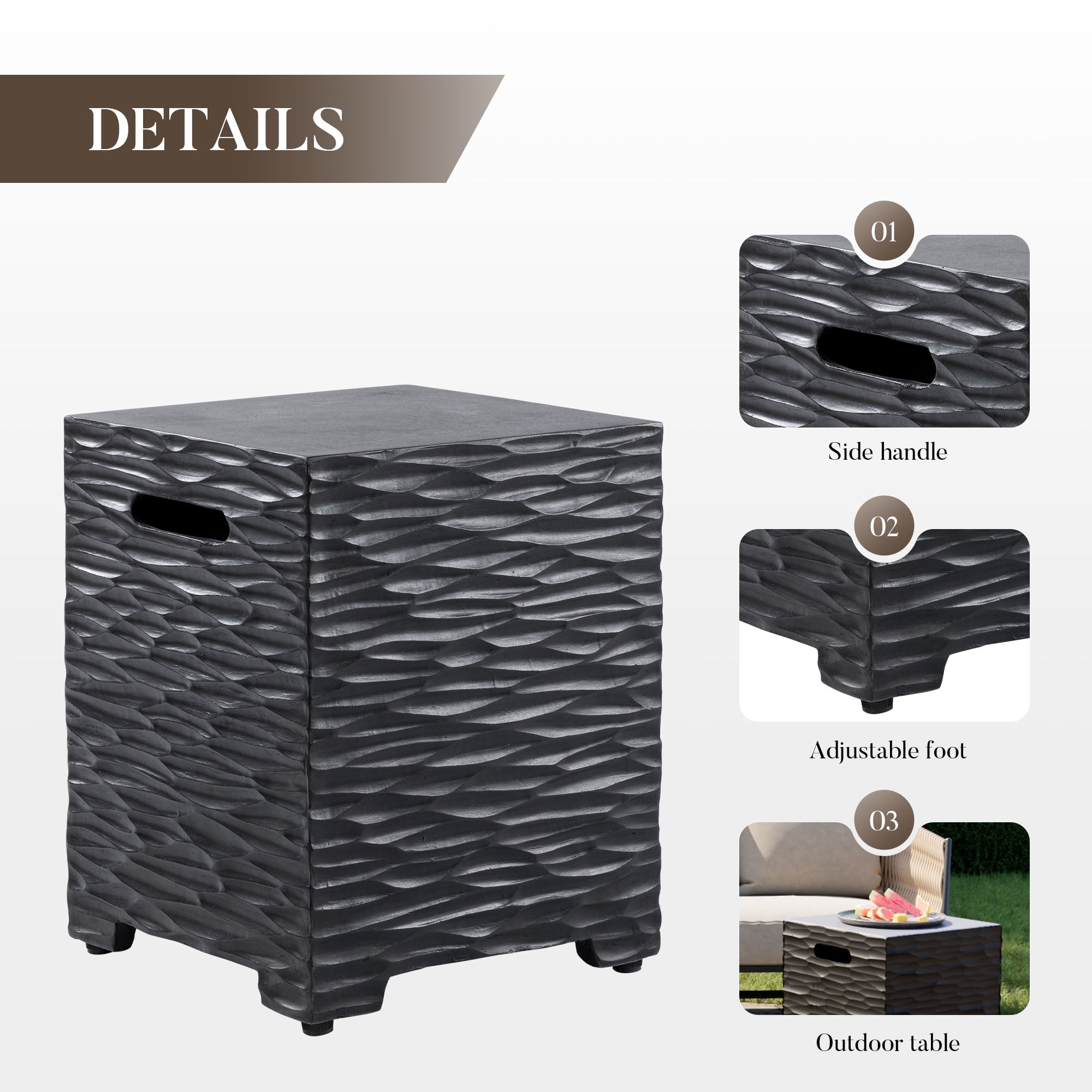 MOALCOFER 35" Outdoor Propane Fire Pit Table with Tank Cover,Water Ripple Design