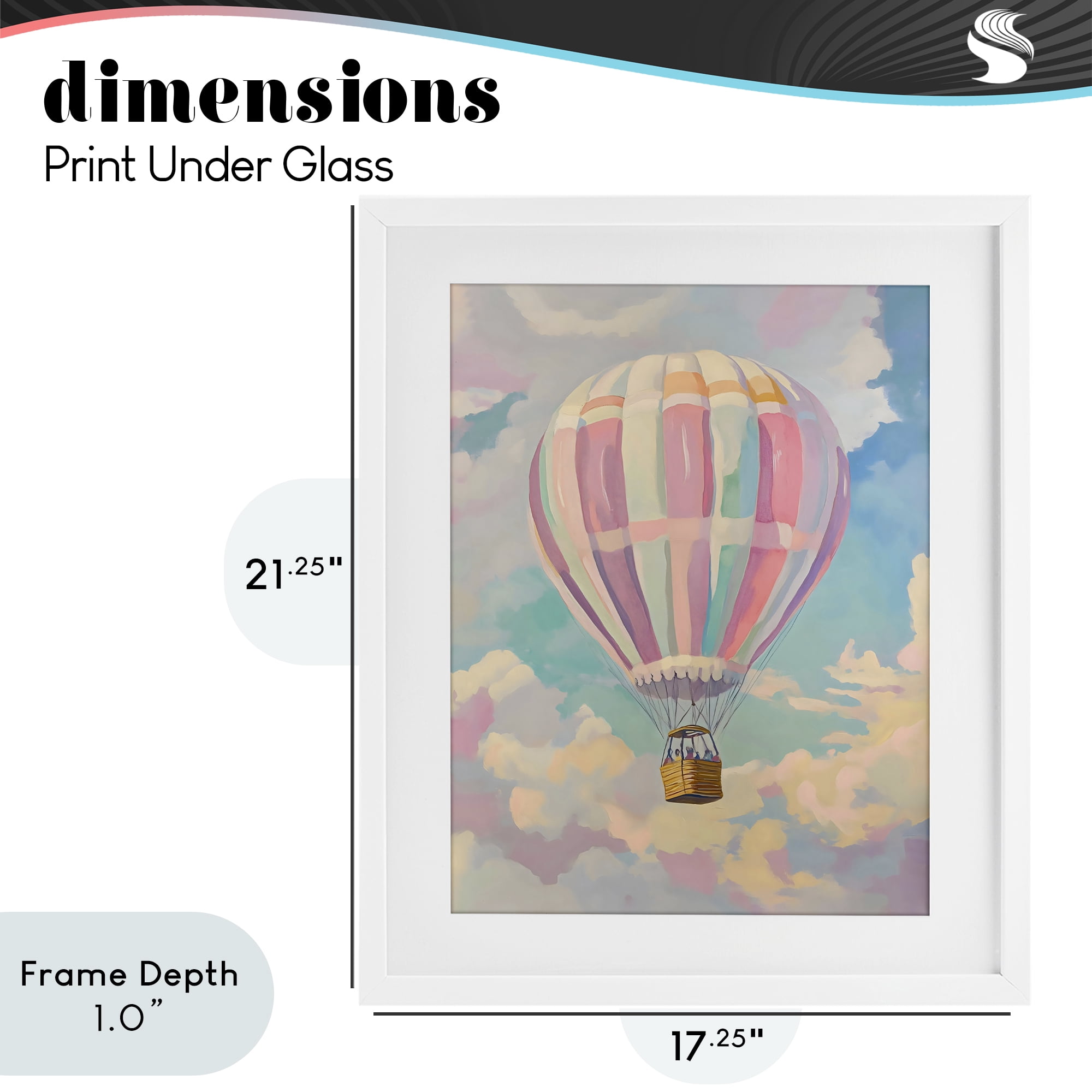 Stupell Industries Pastel Hot Air Balloon White Framed Print Under Glass, design by The Prints Vibe