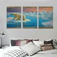 thumbnail image 3 of COMIO  Framed Canvas Wall Art Print On Canvas Polar Bears on Ice Pictures Posters Artwork for Living Room Bedroom Ready to Hang Wall Decor 12''x16''X3 Panels, 3 of 4