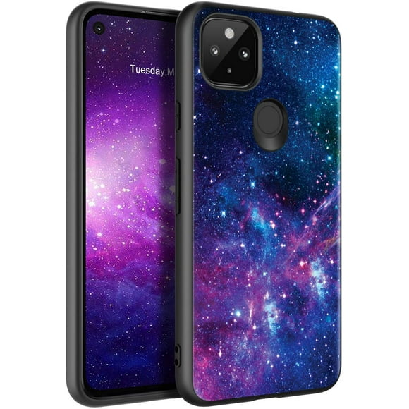 Pixel 4a 5G Case, Google Pixel 4a 5G Case 6.2 inch, Slim Fit Glow in The Dark Slim Protective Hybrid Hard PC Soft TPU Bumper Girls Women Shockproof Cover, Nebula/Galaxy