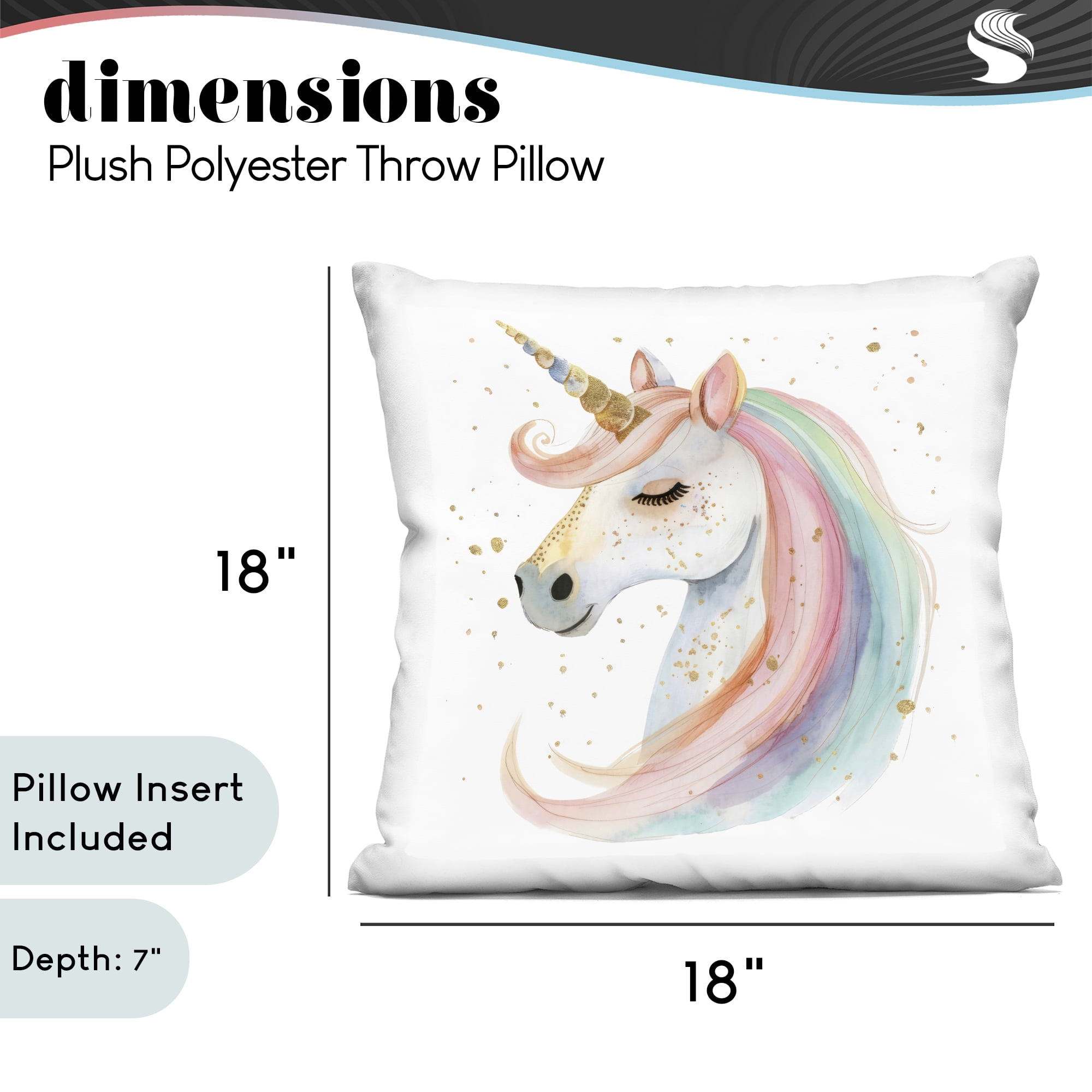 Stupell Industries Gold Speckled Pastel Unicorn Decorative Printed Throw Pillow, design by Creative Studio