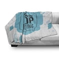 thumbnail image 3 of Saying Soft Flannel Fleece Throw Blanket, Soft Colored Retro Never Stop Dreaming Calligraphy with Boho Feathers Print, Cozy Plush for Indoor and Outdoor Use, 50" x 60", Blue White, by Ambesonne, 3 of 6