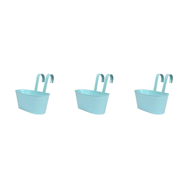 Guardoinrt Balcony Planters Railing Hanging Convenient Solution For Small Spaces Strong Light blue 3Set