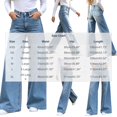 thumbnail image 3 of Vivianyo HD Women's Mid‑Rise Wide Leg Jeans with Pockets, Full‑Length Casual Pants For Women, Sizes XXS-XL, 3 of 7