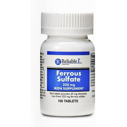 Reliable1 Labs Ferrous Sulfate Iron supplement Tablets, 325 mg, 100 Count