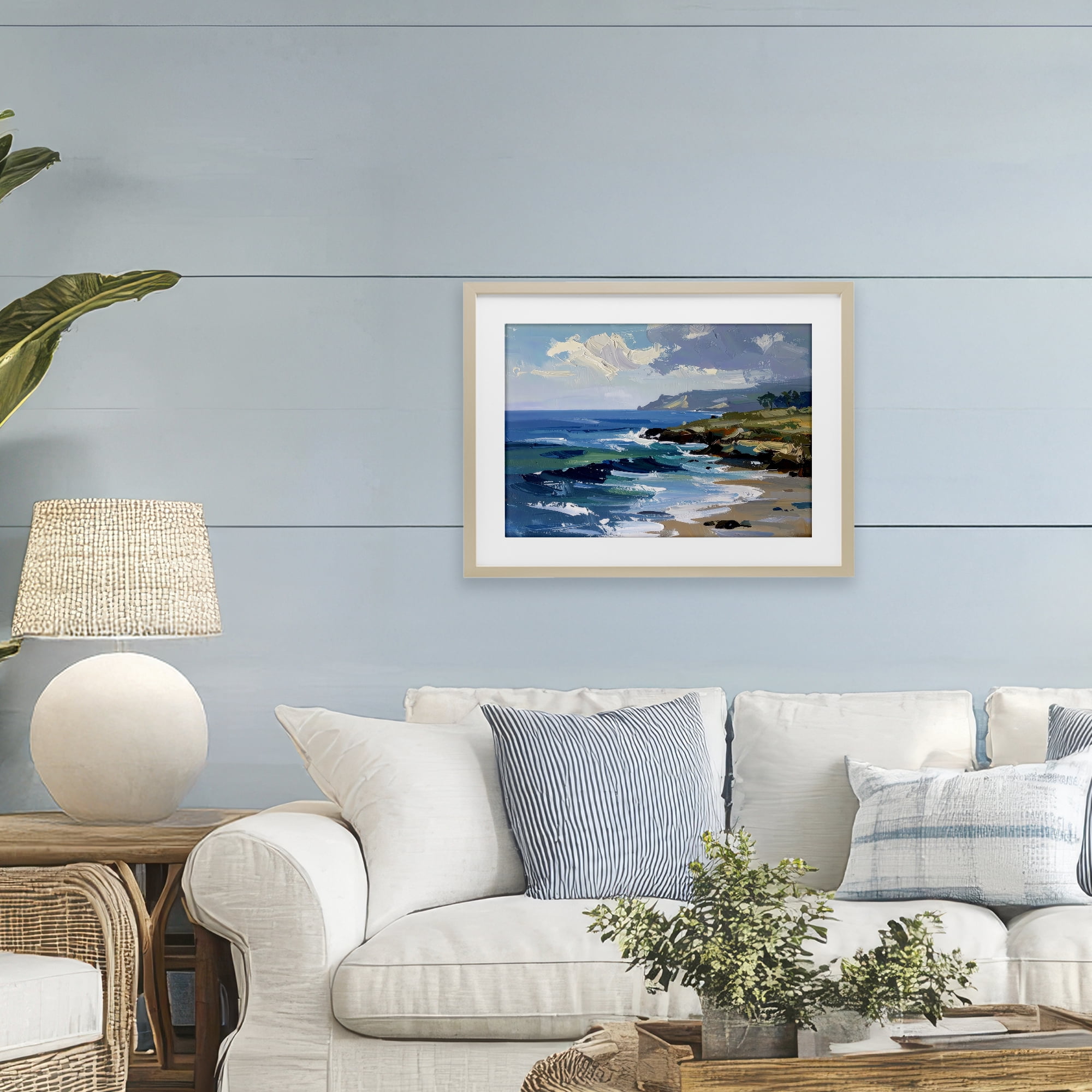 Stupell Industries Sky To Sea Impression Birch Framed Print Under Glass, design by Alonza Saunders
