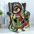 thumbnail image 4 of Abstract Soft Flannel Fleece Throw Blanket, Doodle Bird Character Eyes Eyesight Portrait Unusual Retro Illustration, Cozy Plush for Indoor and Outdoor Use, 60" x 80", Multicolor, by Ambesonne, 4 of 5