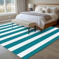 thumbnail image 5 of Teal Striped Large Area Rugs for Bedroom Living Room, Soft Non Slip Carpet Bedside Rug, Simple Art Vertical Stripe Farmhouse Rectangular Floor Cover Kitchen Accent Rug 5'x8' for Dining Room/Office, 5 of 9