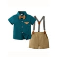 thumbnail image 2 of CARETOO Toddler Boys Clothes Suit Short Top Shirt Bowtie Suspenders Shorts 12M-5T Formal Outfits, 2 of 8