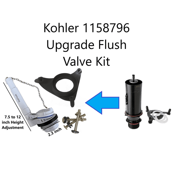 Kohler 1158796 Toilet Flush Valve Upgrade Kit with Adjustable Overflow Tube and Triangle Gasket by NuFlush