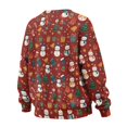 thumbnail image 5 of Xoenoiee Christmas Snowman Sock Tree Bell Snowflake Print Womens Oversized Sweatshirts Xmas Crew Neck Pullover Long Sleeve Tops with Pockets Split Fall Fashion Outfits 2025 Clothes, Size S, 5 of 7