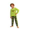 thumbnail image 1 of Moonsky| Green Flannel Christmas Pajamas For Family Parent-child Warm Christmas Set Monster Emoji Printed Home Wear Pajamas Two-piece Mom Set Green Plaid Pants Matching Christmas Pjs For Family, 1 of 5