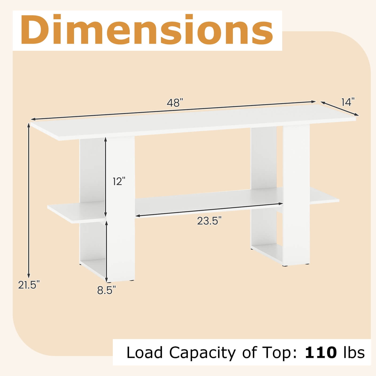 Costway TV Stand for up to 55” TV, Entertainment Center with Storage Shelf for Living Room White