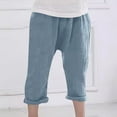 thumbnail image 2 of Odeerbi 1-11 Years Kids Boys Girls Cotton Linen Cropped Pants Summer Solid Color Drop Crotch Pants Wrinkled Lightweight Breathable Pants, 2 of 7