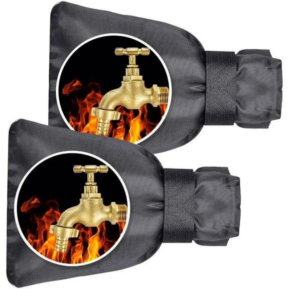 2Pcs Faucet Covers for Winter Freeze Protection,Thickened Water Faucet Cover,Spigot Insulated Covers,Waterproof Outdoor Pipe Insulation Socks,Garden Hose Bib Cover 7.1” x 9.8” Black
