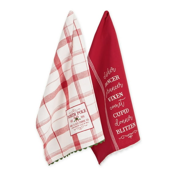 Multi-Color Assorted North Pole Cotton Dishtowel (Set of 2) 18x28