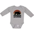 thumbnail image 3 of Inktastic Wyoming Buffalo Retro Sunset Boys or Girls Long Sleeve Baby Bodysuit, 3 of 5