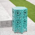 thumbnail image 2 of Noble House Eliana 14" Outdoor Crackle Sunburst Iron Side Table in Teal Blue, 2 of 15