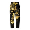 thumbnail image 5 of RYRJJ Trendy Summer Capri Pants for Women Butterfly Print Cotton Linen Baggy Pant Elastic Waisted Wide Leg Cropped Lounge Trousers(Gold,L), 5 of 5