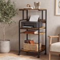 Stand Scanner Machine Extra Tall 4 Tier Rolling Printer Cart with Storage Shelves, Mobile ...