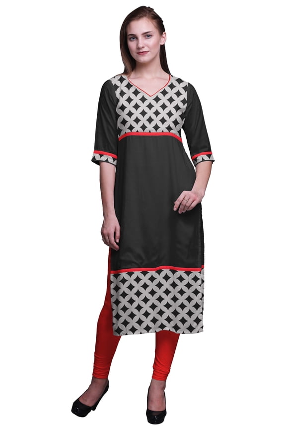 Panel Kurta Printed Women Straight Kurti Indian Summer Clothing