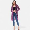 thumbnail image 5 of Women's Long Sequin Cardigan Open Front Sheer Duster Jacket- Small, Purple, 5 of 7