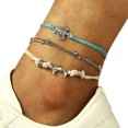thumbnail image 2 of Koszal 2Pcs/3Pcs Starfish Multilayer Women Anklets Retro Beads Shell Sea Turtle Anklets Foot Jewelry, 2 of 7
