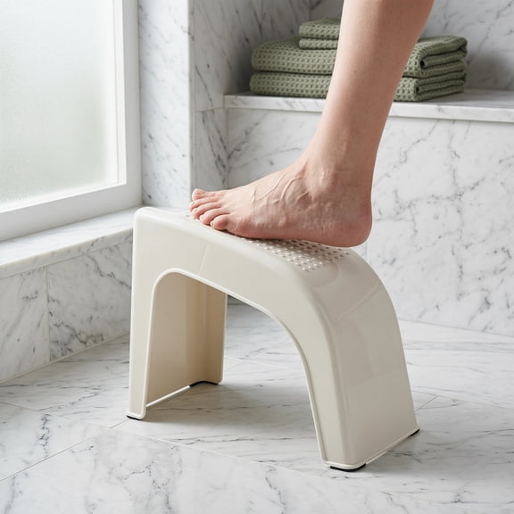 Shower Foot Rest - Adjustable Non-Slip Pedicure Step Stool for Easy Leg Shaving, Sturdy White Plastic Bathroom Organizer