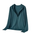 thumbnail image 2 of Garbnen M-4XL Sun Protection Jacket Women Long Sleeve Full Zip Hoodie Woman with Pockets Summer Camping Outdoor Sun Shirt for Women with Thumb Holes Green XXXL, 2 of 6