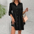 thumbnail image 2 of Tauxra Long Dresses for Women,Dresses for Womens,Women Solid Color Button Turndown Long Sleeve Dresses,Dresses for Women, 2 of 8