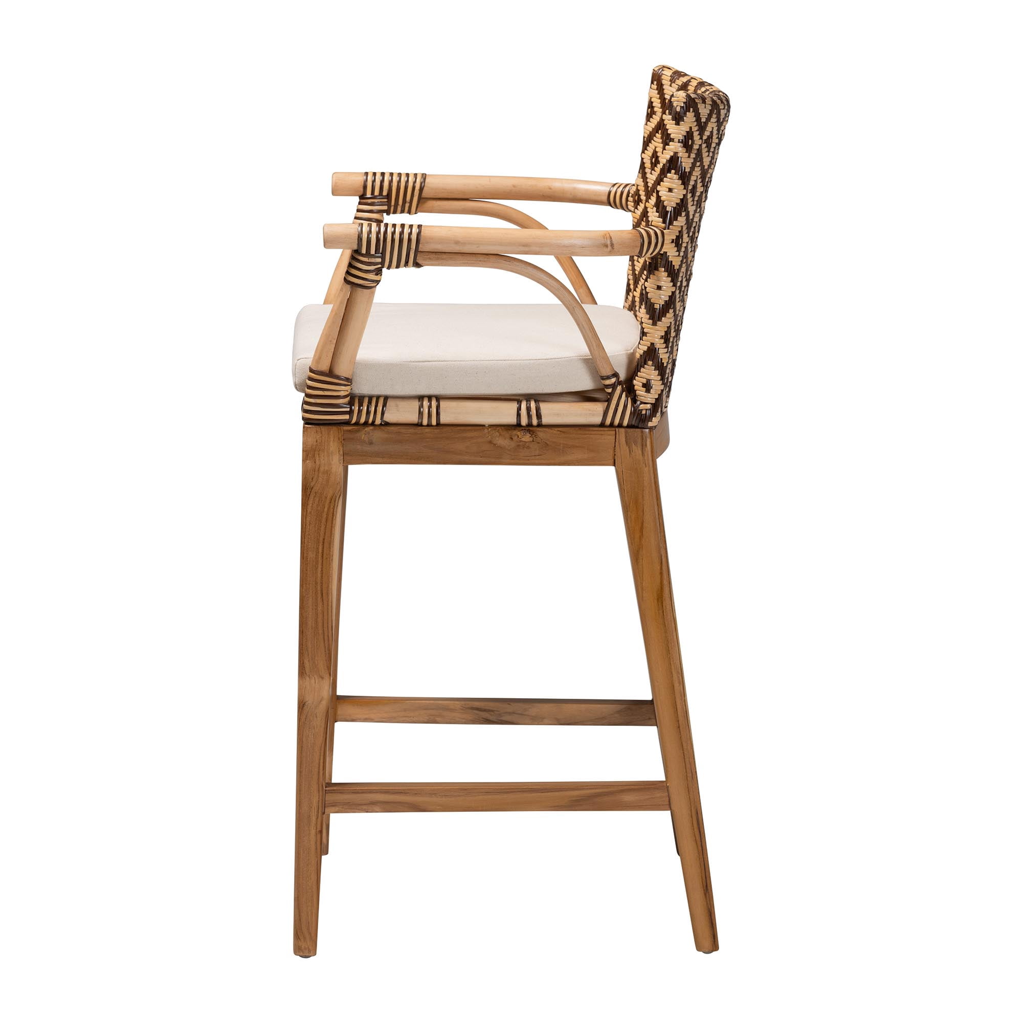 bali & pari Storsel Boho Counter Stool, 25.6" H Counter Height, Natural Brown