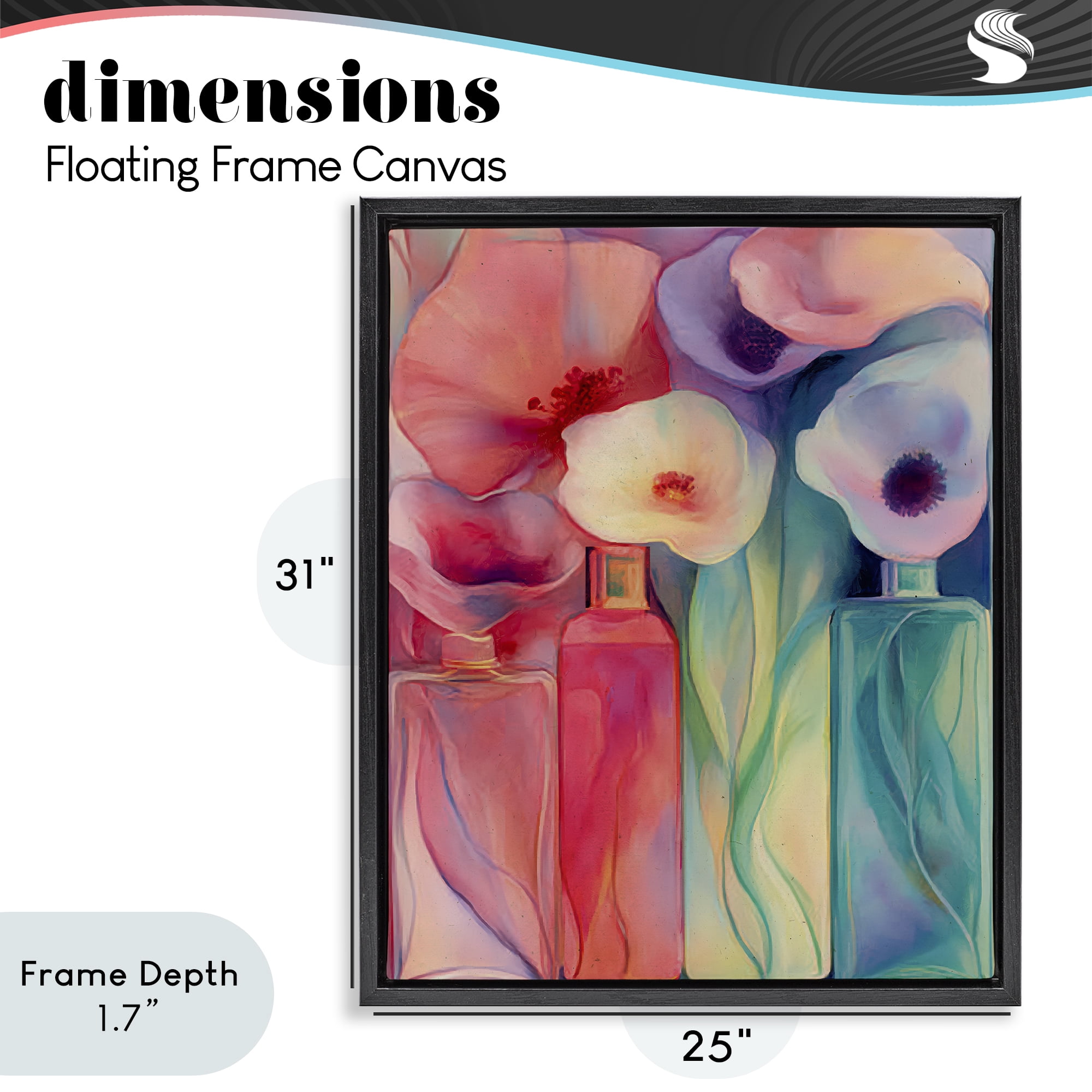 Stupell Industries Petal Logic Gradient Black Framed Floater Canvas Wall Art, design by Annabelle Hall