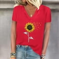 thumbnail image 4 of Camisetas de Manga Corta para las Mujeres, Impresión de Cuello en V Camiseta Casual Top Hecho de 95% Poliéster 5% Spandex para el Uso Diario de Primavera Verano, Camisetas para las Mujeres Casual, 4 of 4