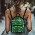 thumbnail image 4 of Eheartsgir St. Patrick's Small Backpack Featuring Clover Luck Print, Zipper Closure Polyester Mini Backpack for Women Daily Travel and Walking, 4 of 8